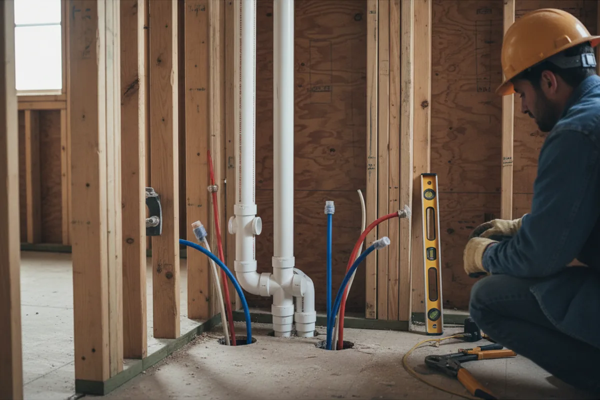 Drain and supply rough-in during Leak Detection in Windsor